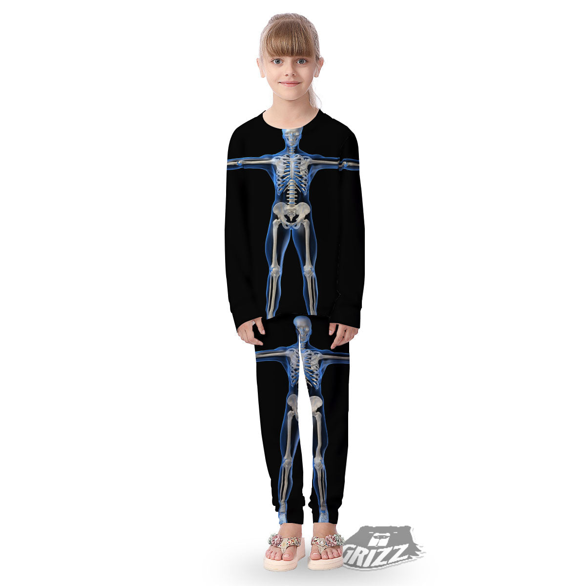 X-Ray Human Skeleton Print Kid's Pajamas-grizzshop