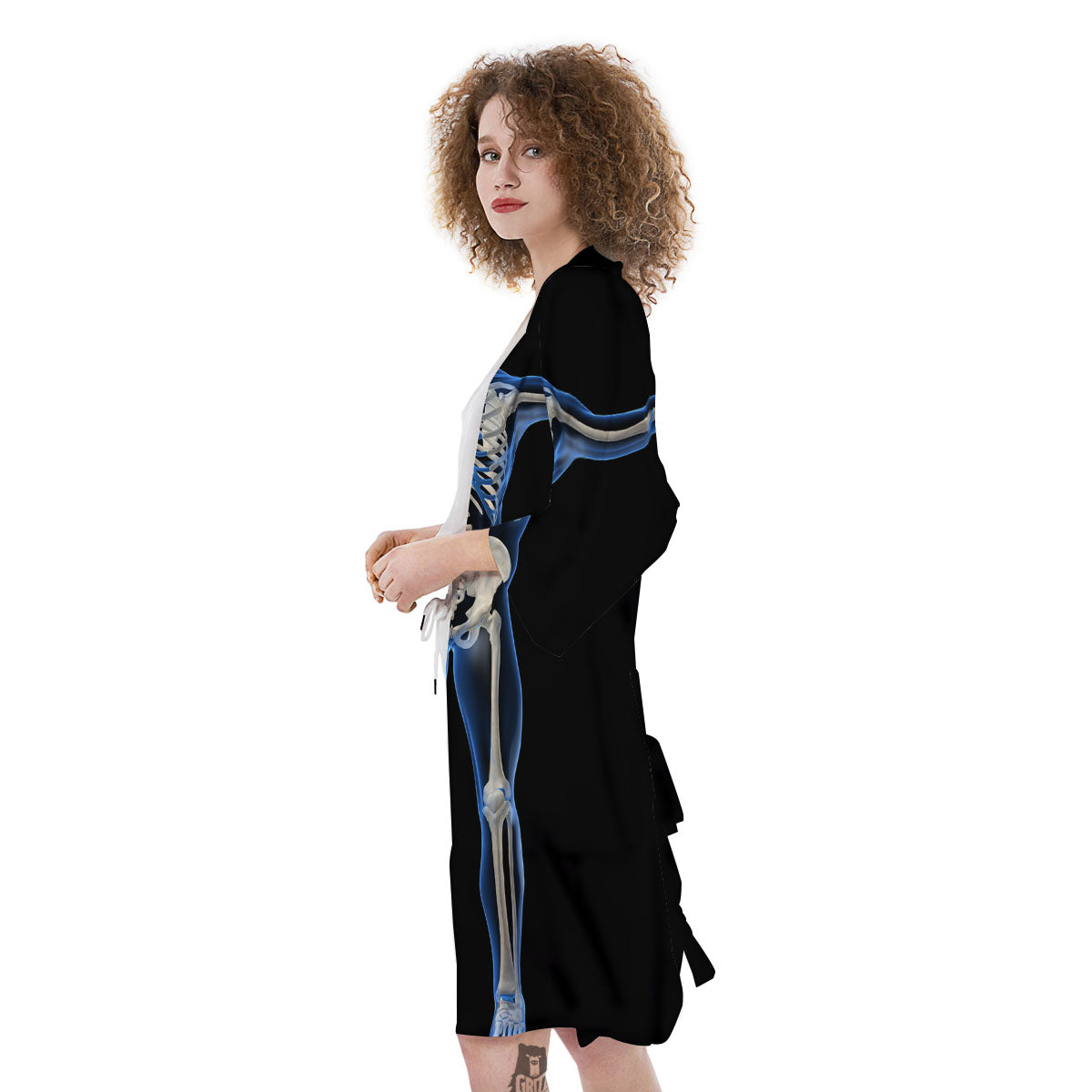 X-Ray Human Skeleton Print Kimono-grizzshop