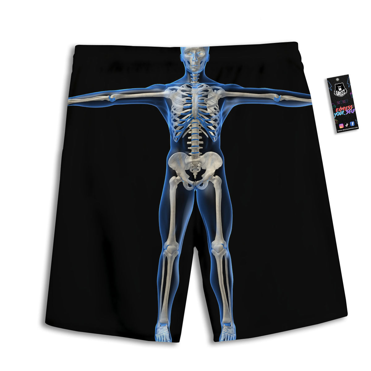 X-Ray Human Skeleton Print Men's Athletic Shorts
