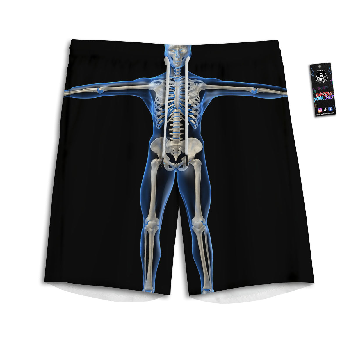 X-Ray Human Skeleton Print Men's Athletic Shorts