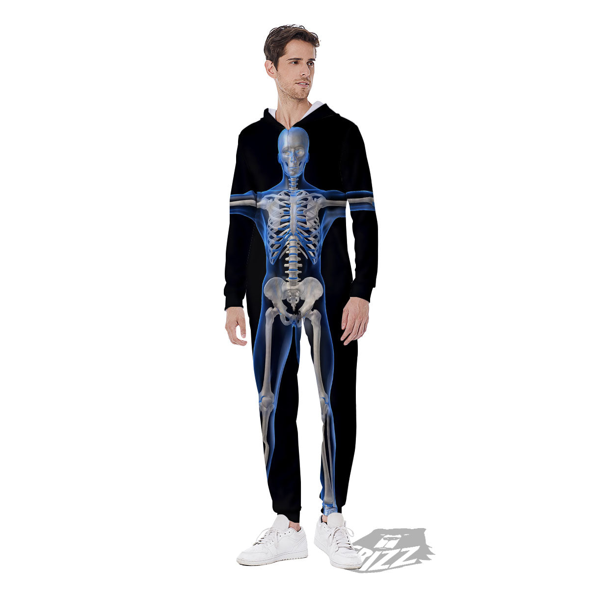 X-Ray Human Skeleton Print Men's Jumpsuit-grizzshop