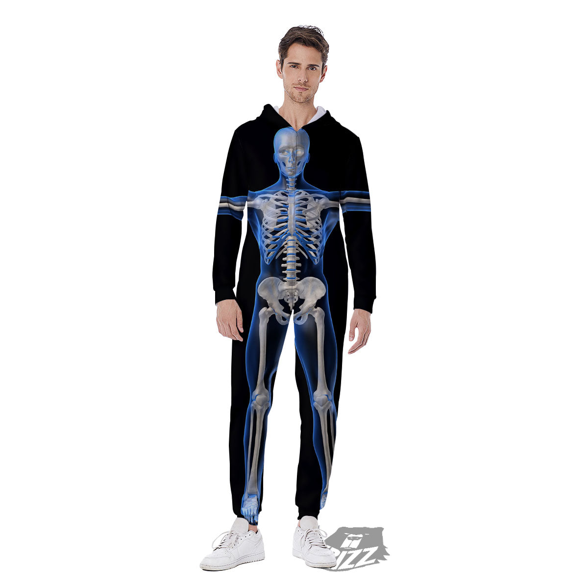 X-Ray Human Skeleton Print Men's Jumpsuit-grizzshop