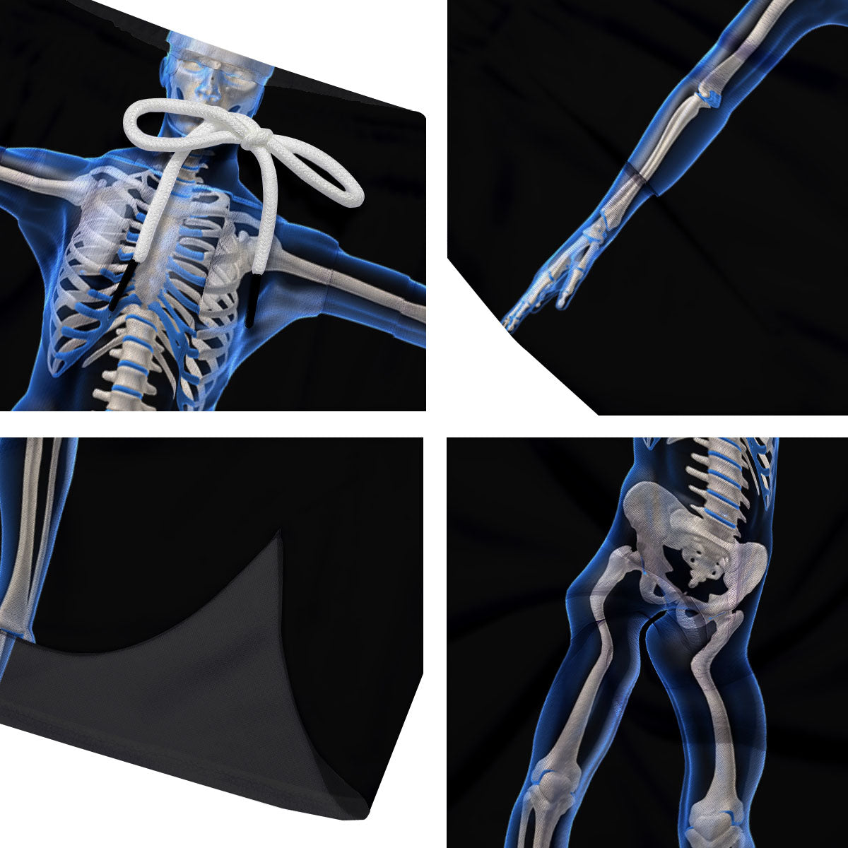 X-Ray Human Skeleton Print Men's Running Shorts-grizzshop