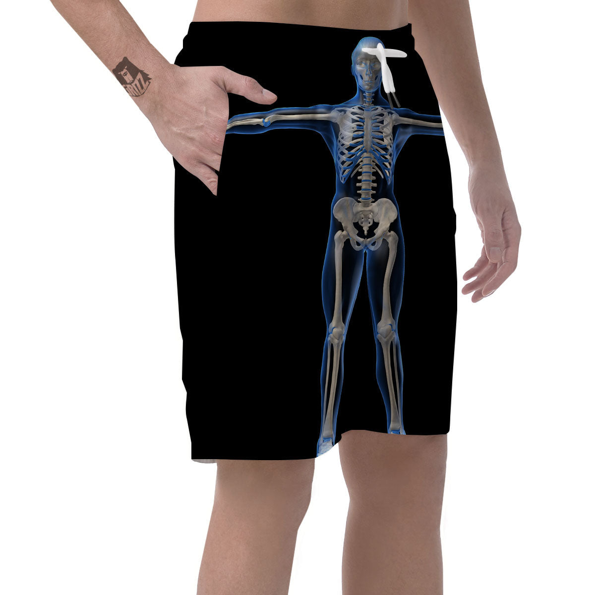 X-Ray Human Skeleton Print Men's Shorts-grizzshop