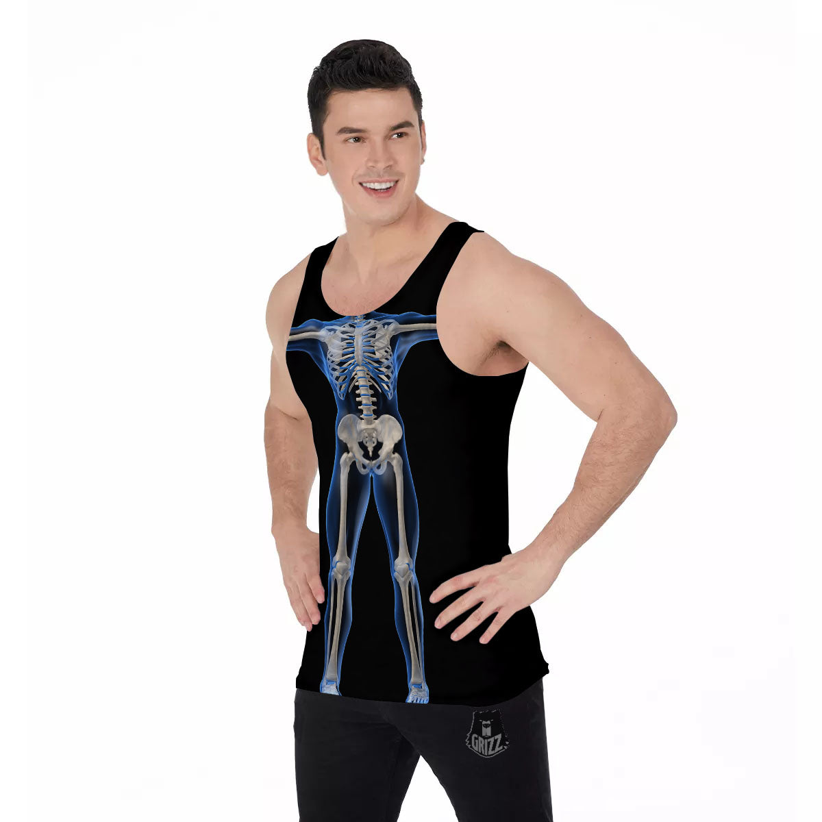 X-Ray Human Skeleton Print Men's Tank Top-grizzshop