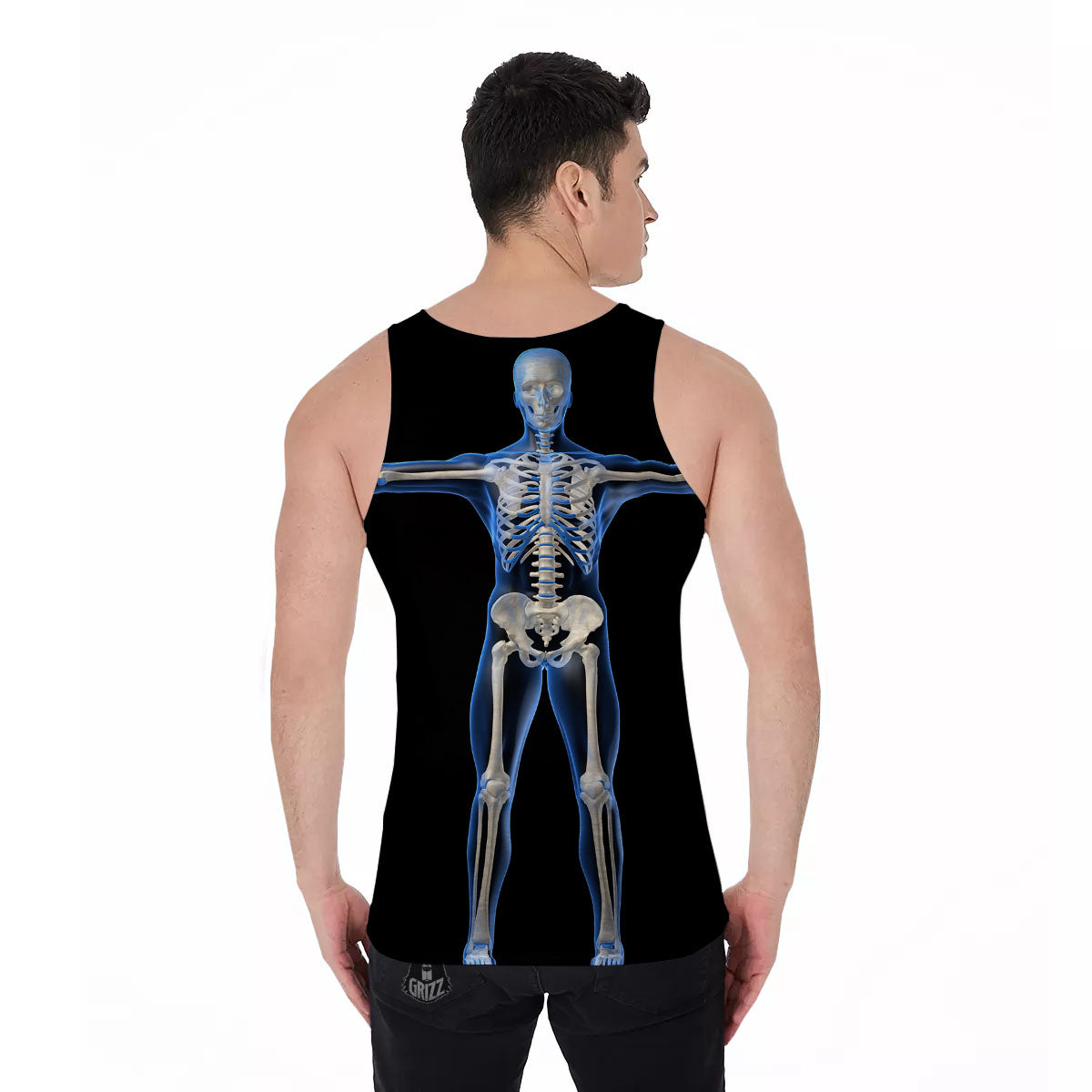 X-Ray Human Skeleton Print Men's Tank Top-grizzshop