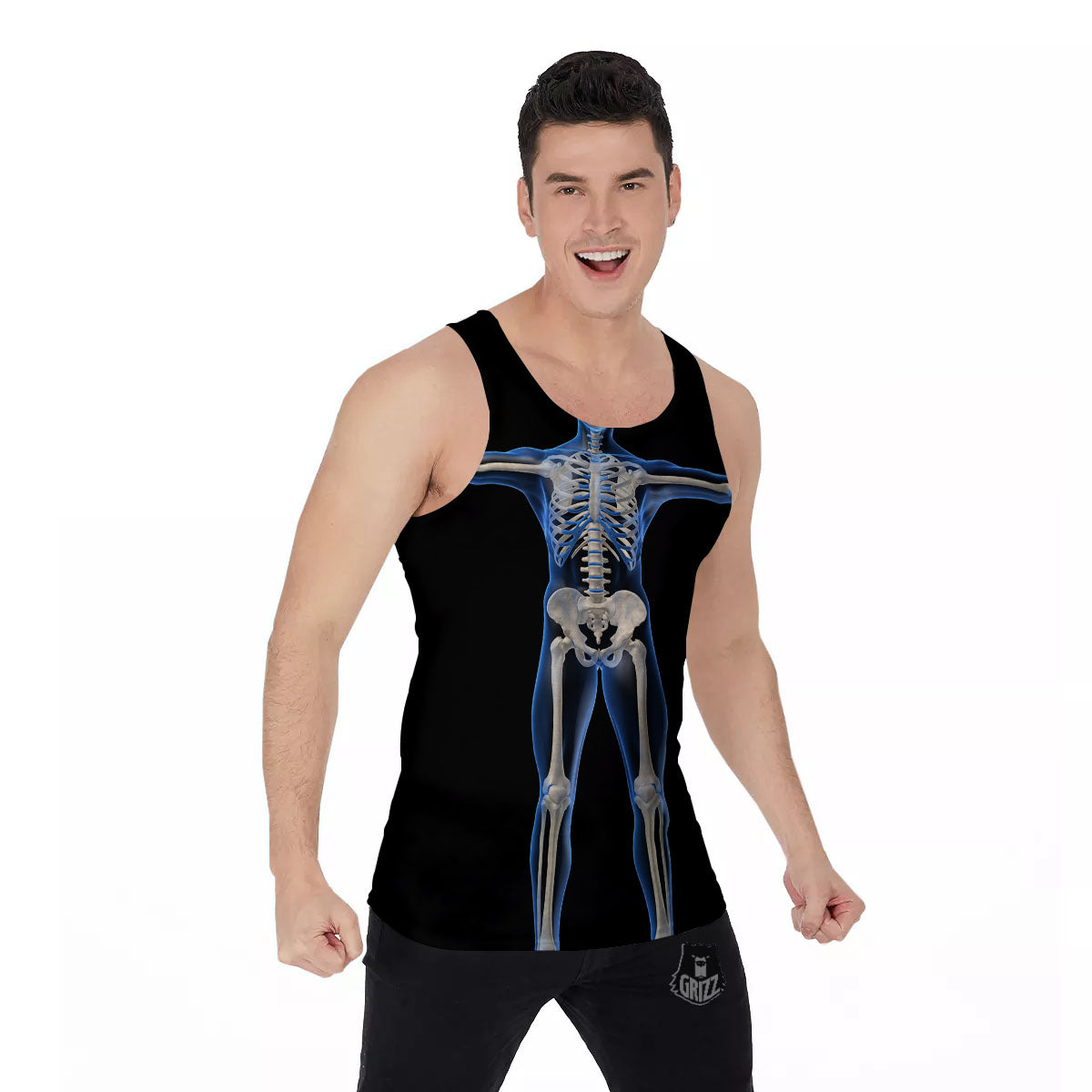 X-Ray Human Skeleton Print Men's Tank Top-grizzshop