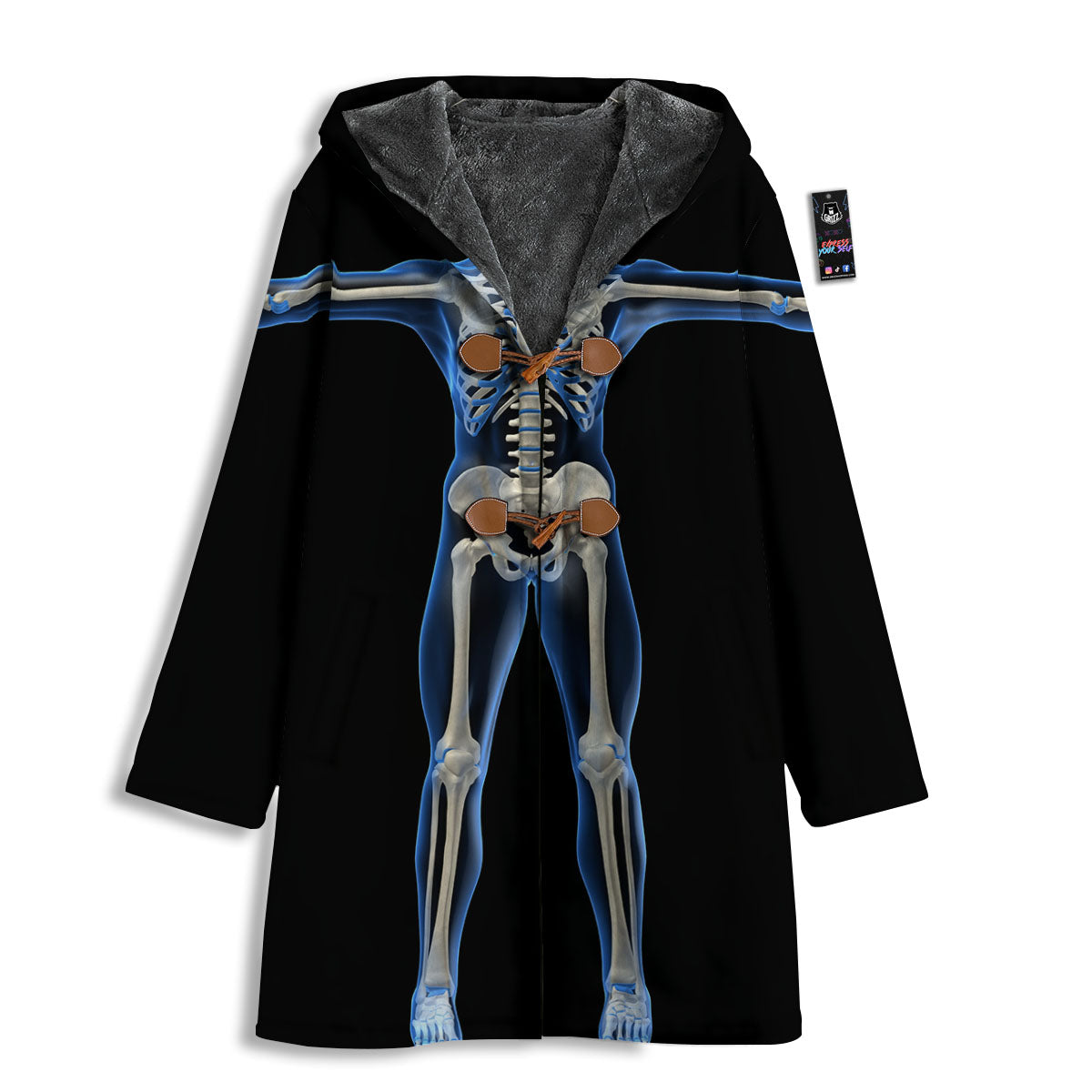 X-Ray Human Skeleton Print Men's Windbreaker Jacket-grizzshop