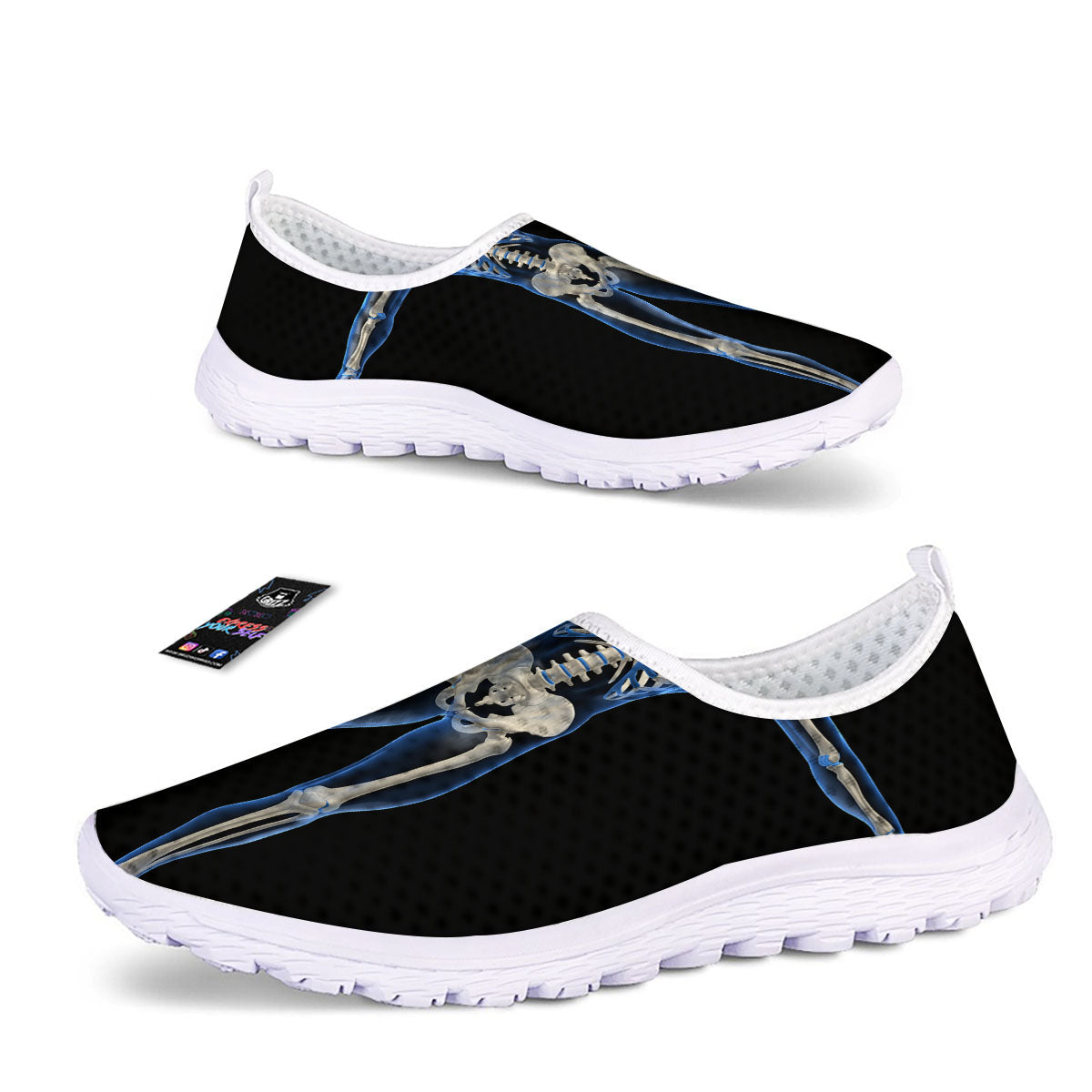 X-Ray Human Skeleton Print Nurse Shoes-grizzshop