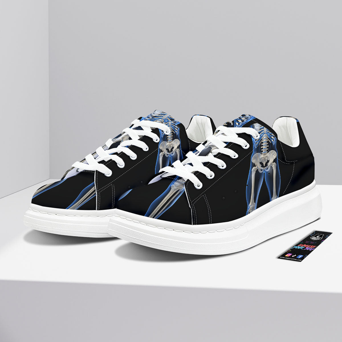 X-Ray Human Skeleton Print Platform Shoes-grizzshop
