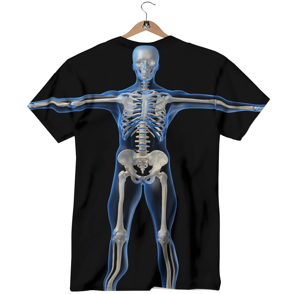 X-Ray Human Skeleton Print T-Shirt-grizzshop