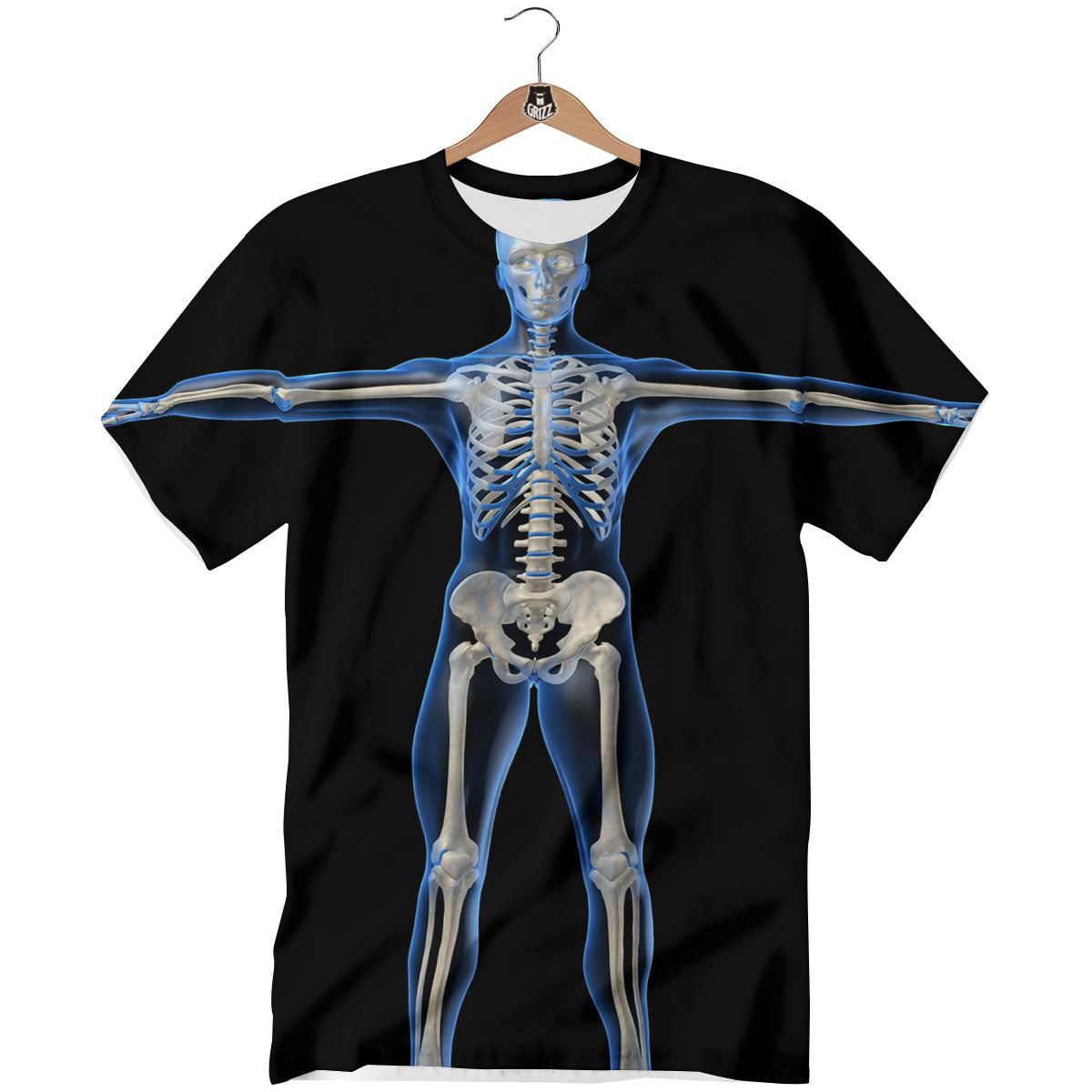 X-Ray Human Skeleton Print T-Shirt-grizzshop