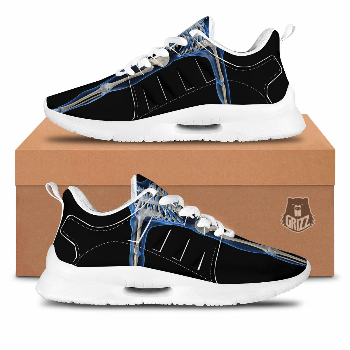 X-Ray Human Skeleton Print Tennis Shoes-grizzshop