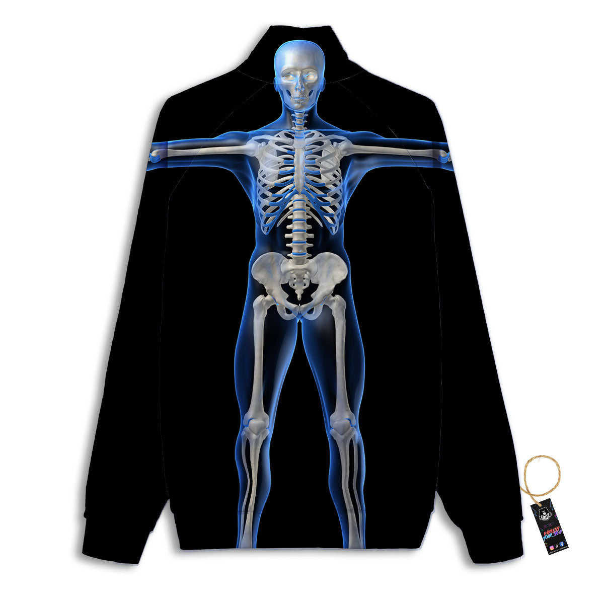 X-Ray Human Skeleton Print Track Jacket-grizzshop