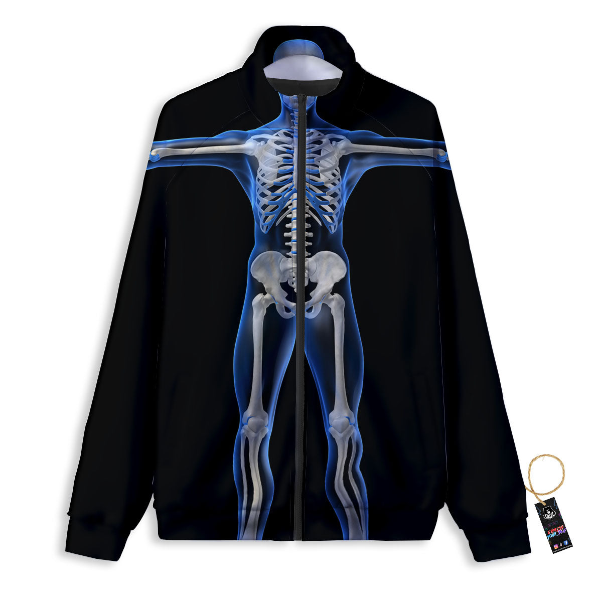 X-Ray Human Skeleton Print Track Jacket-grizzshop