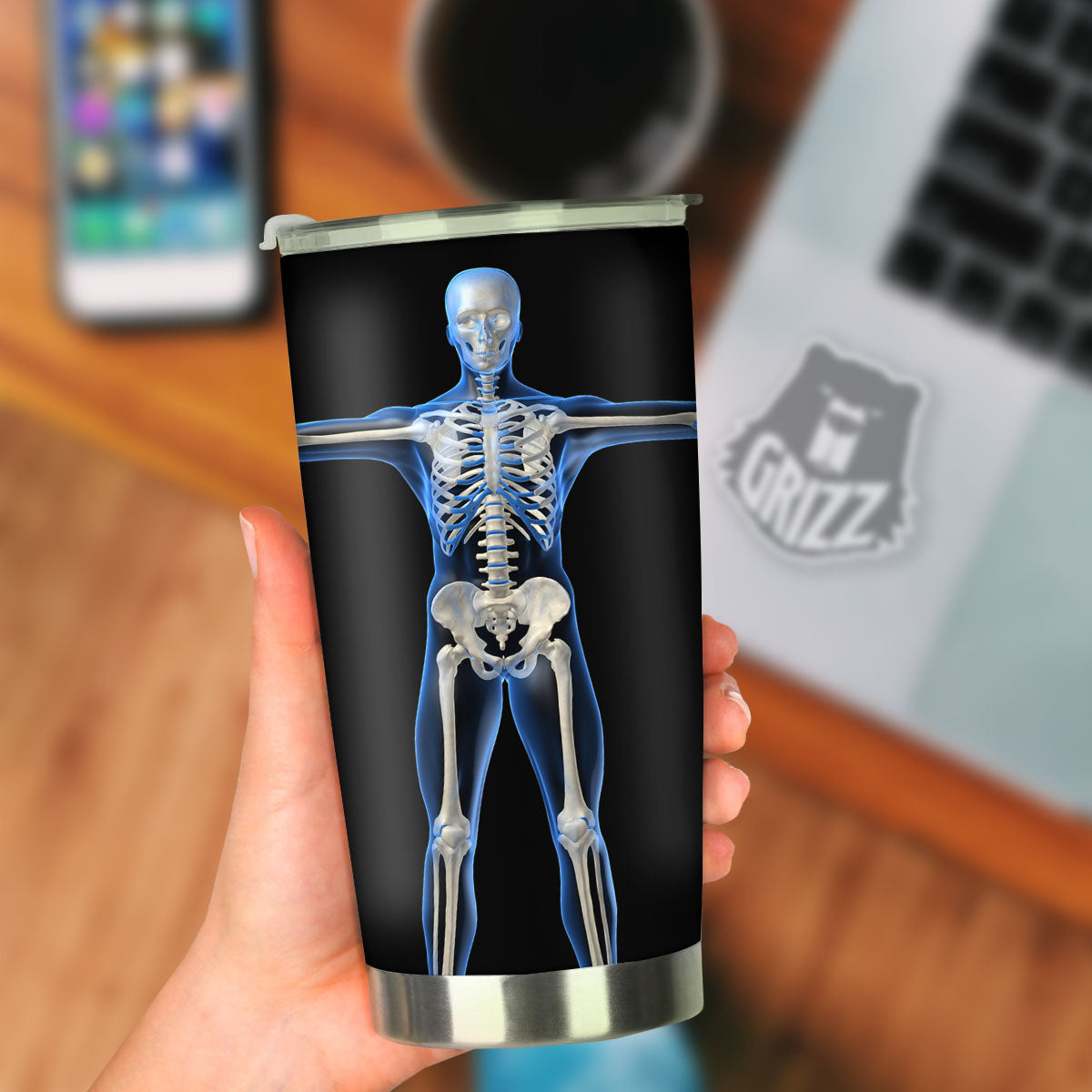 X-Ray Human Skeleton Print Tumbler-grizzshop