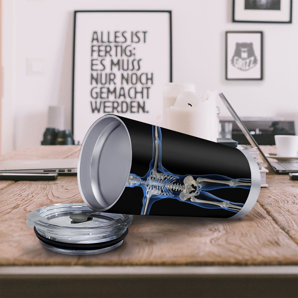 X-Ray Human Skeleton Print Tumbler-grizzshop