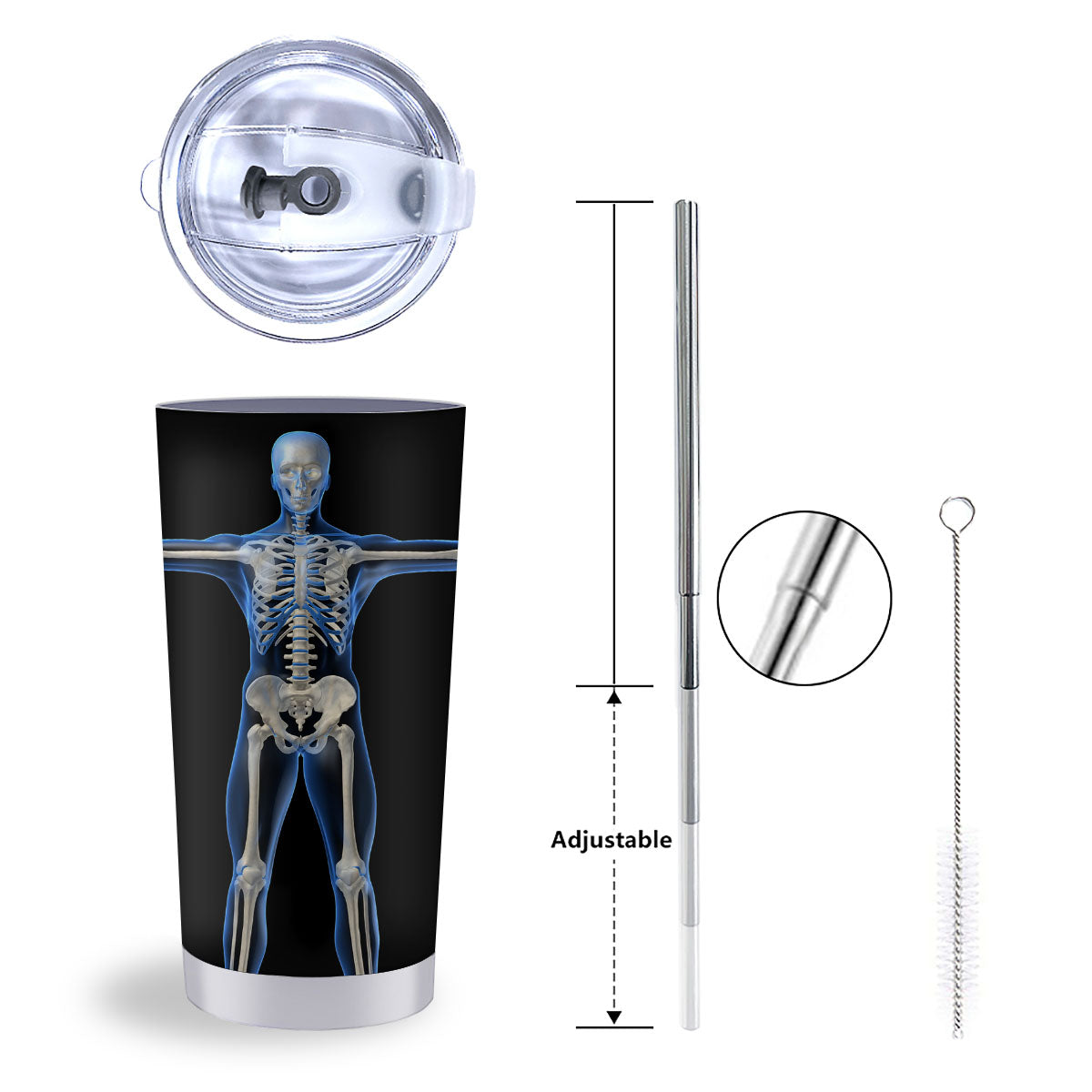 X-Ray Human Skeleton Print Tumbler-grizzshop