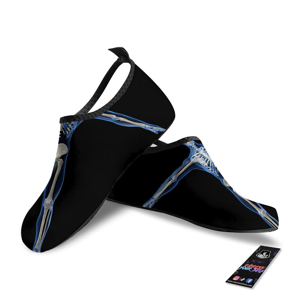 X-Ray Human Skeleton Print Water Shoes-grizzshop