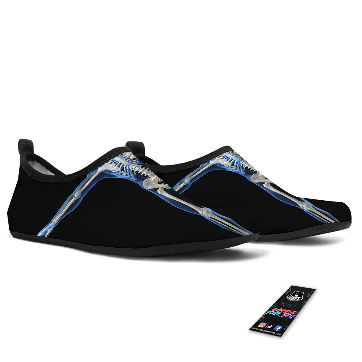 X-Ray Human Skeleton Print Water Shoes-grizzshop