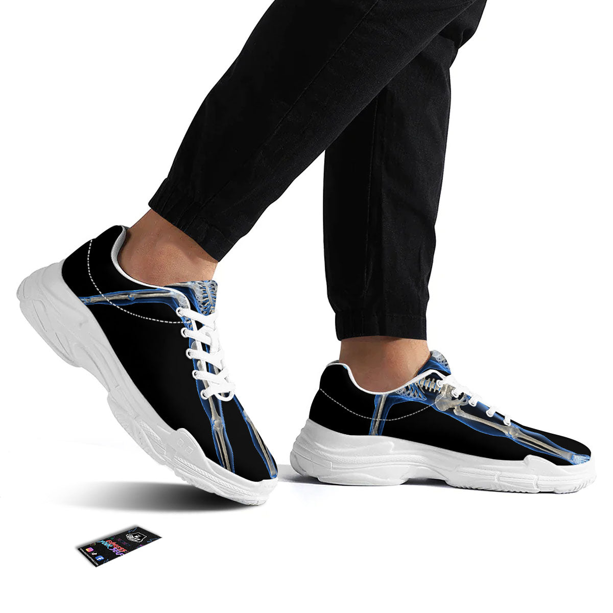 X-Ray Human Skeleton Print White Chunky Shoes-grizzshop