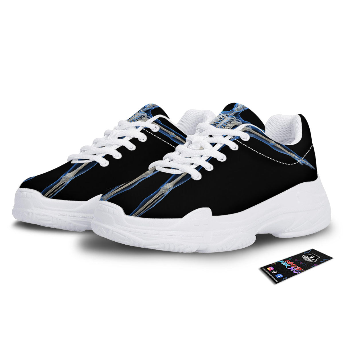 X-Ray Human Skeleton Print White Chunky Shoes-grizzshop