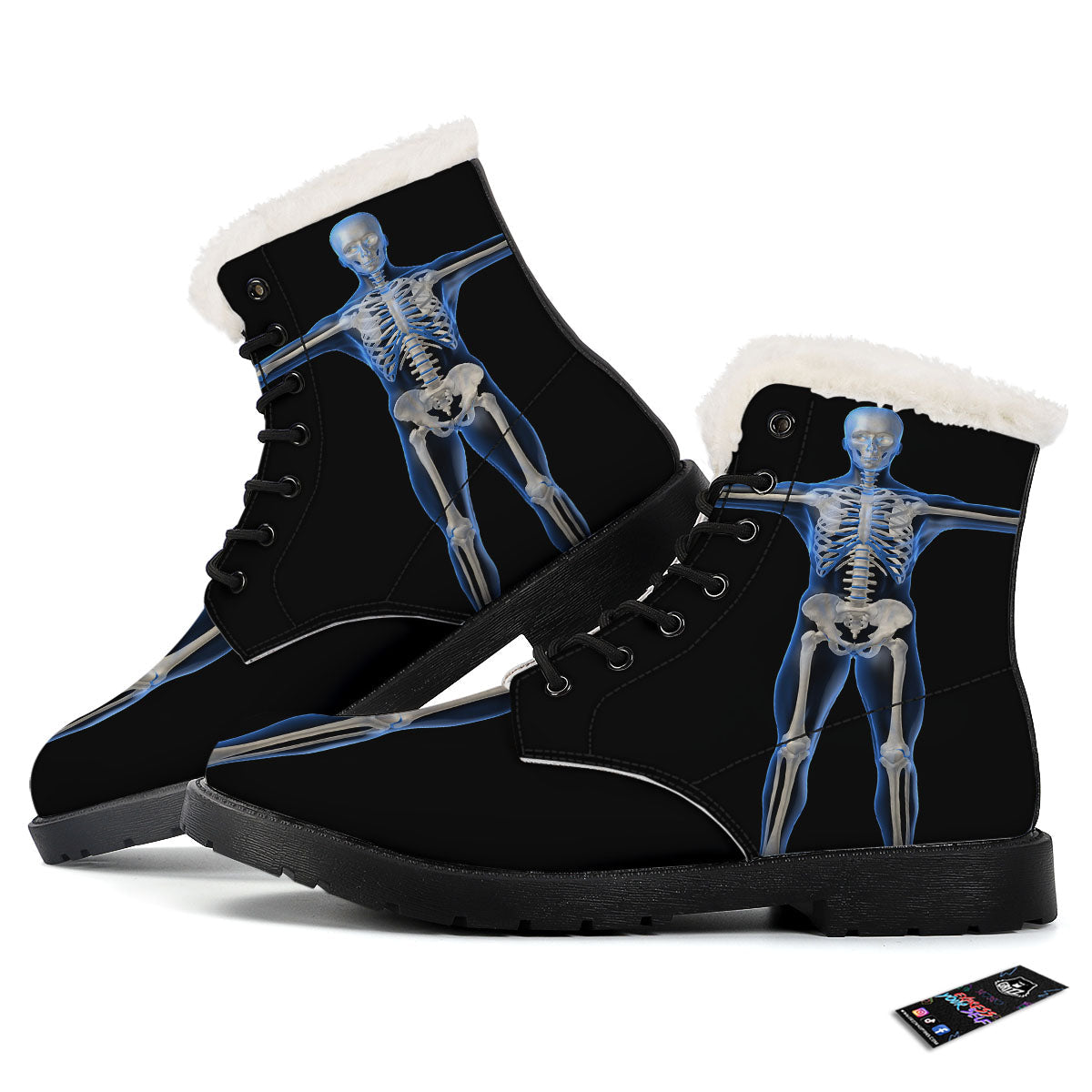 X-Ray Human Skeleton Print Winter Boots-grizzshop