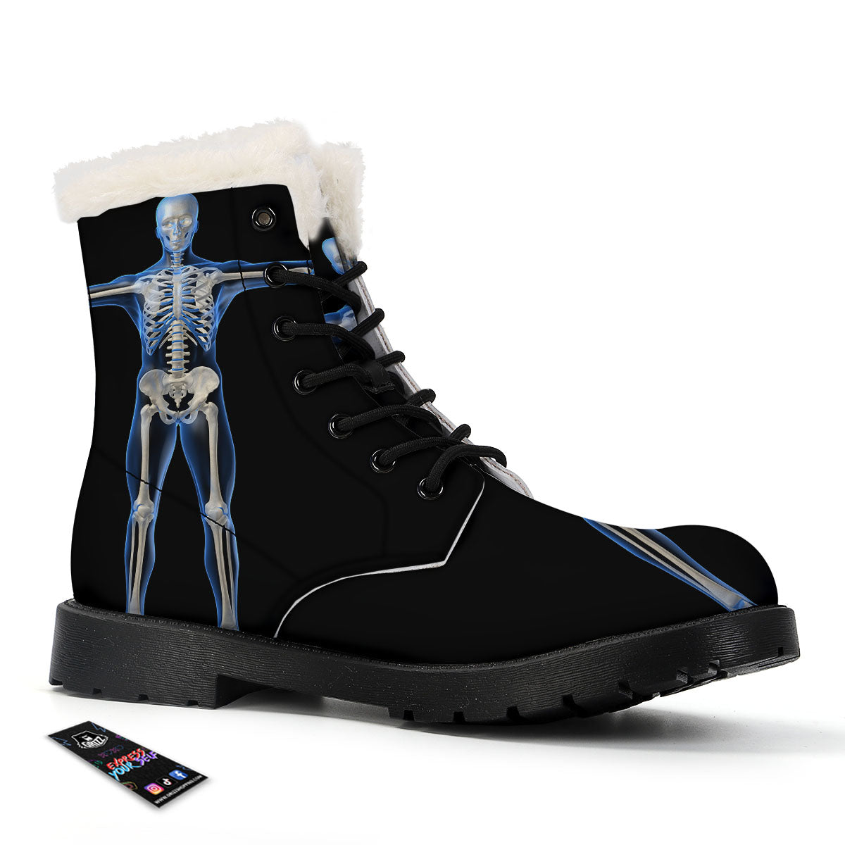X-Ray Human Skeleton Print Winter Boots-grizzshop