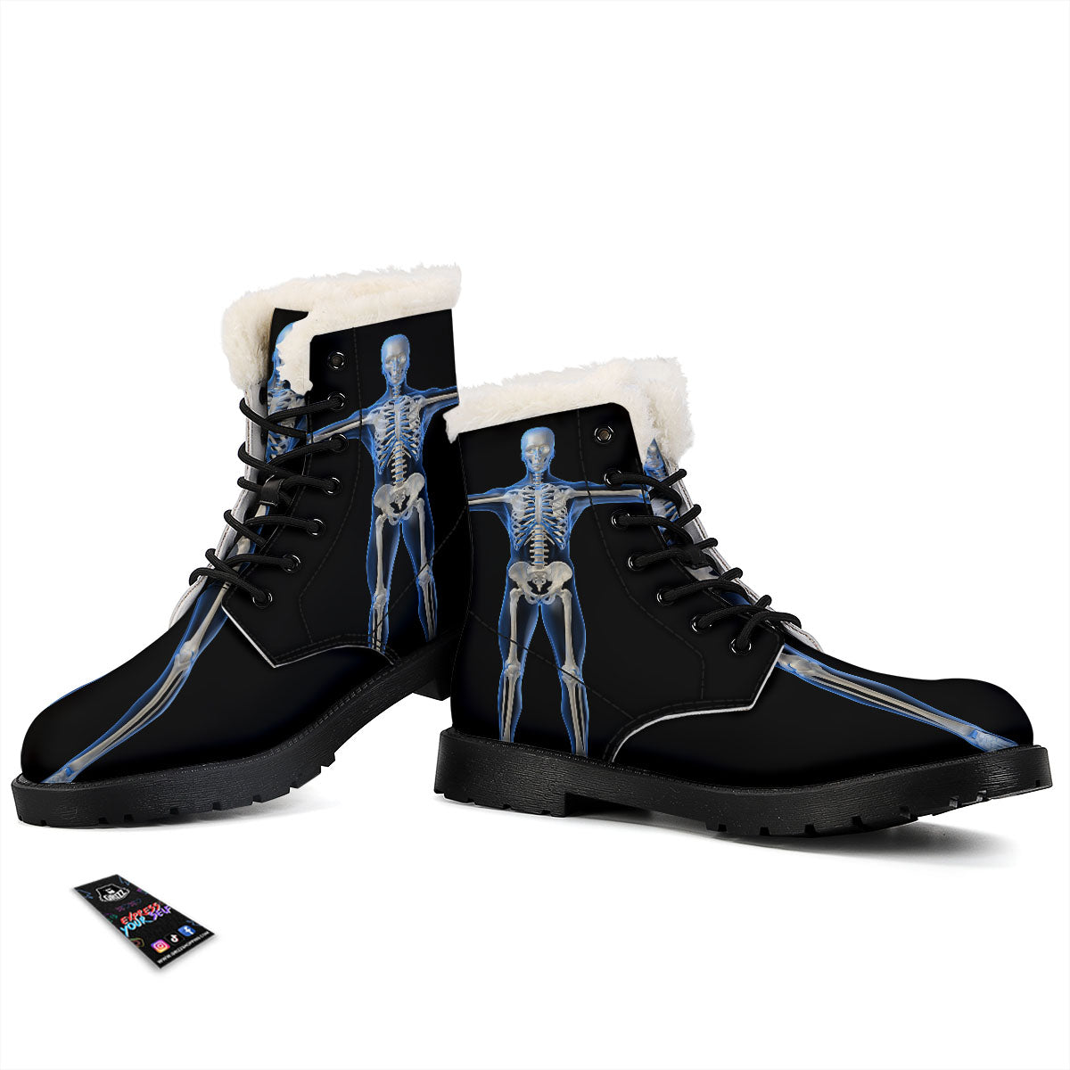 X-Ray Human Skeleton Print Winter Boots-grizzshop