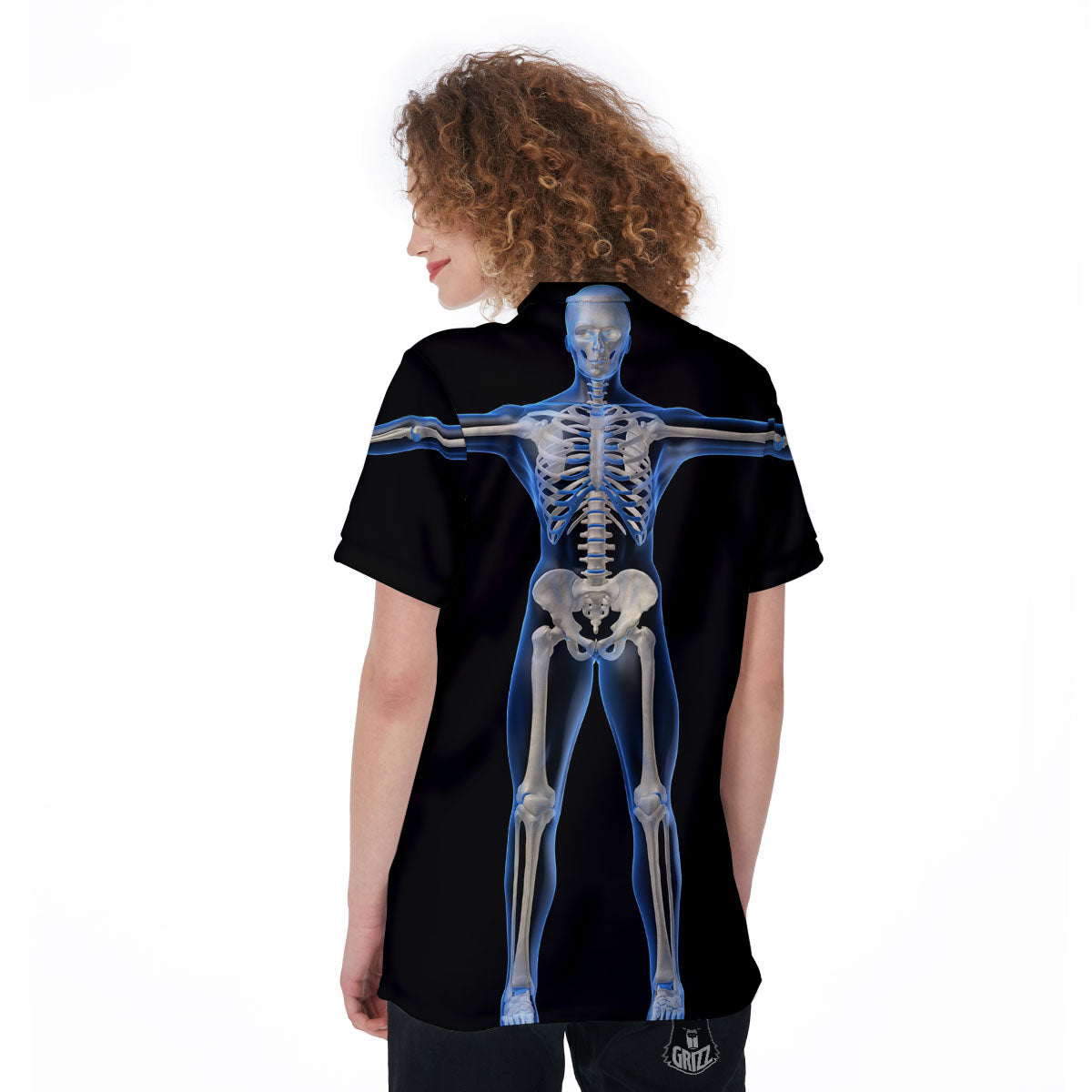X-Ray Human Skeleton Print Women's Golf Shirts-grizzshop