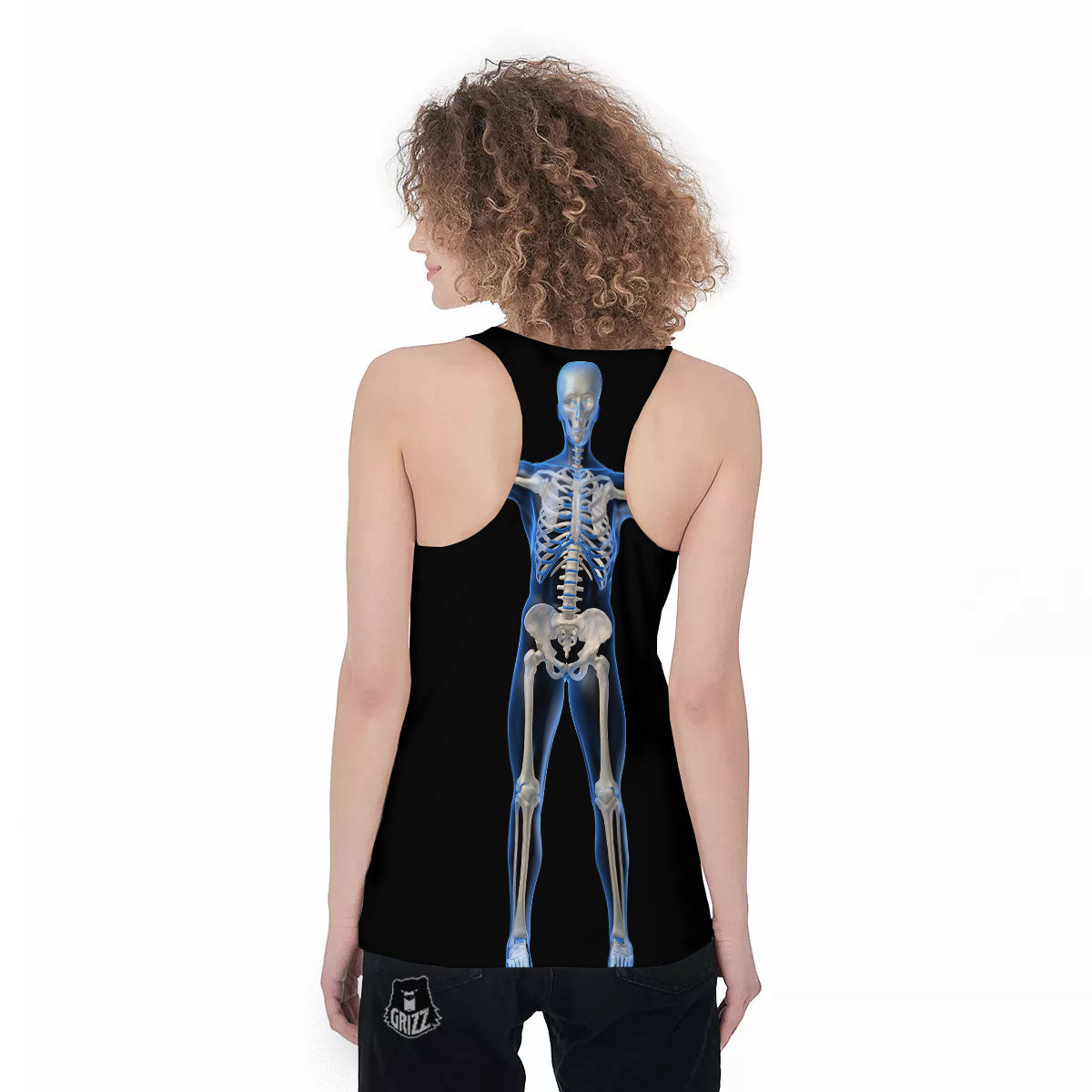 X-Ray Human Skeleton Print Women's Racerback Tank Top-grizzshop