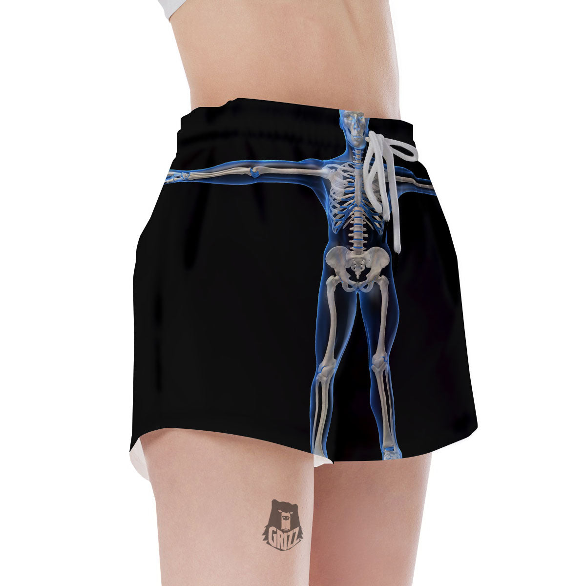 X-Ray Human Skeleton Print Women's Shorts-grizzshop