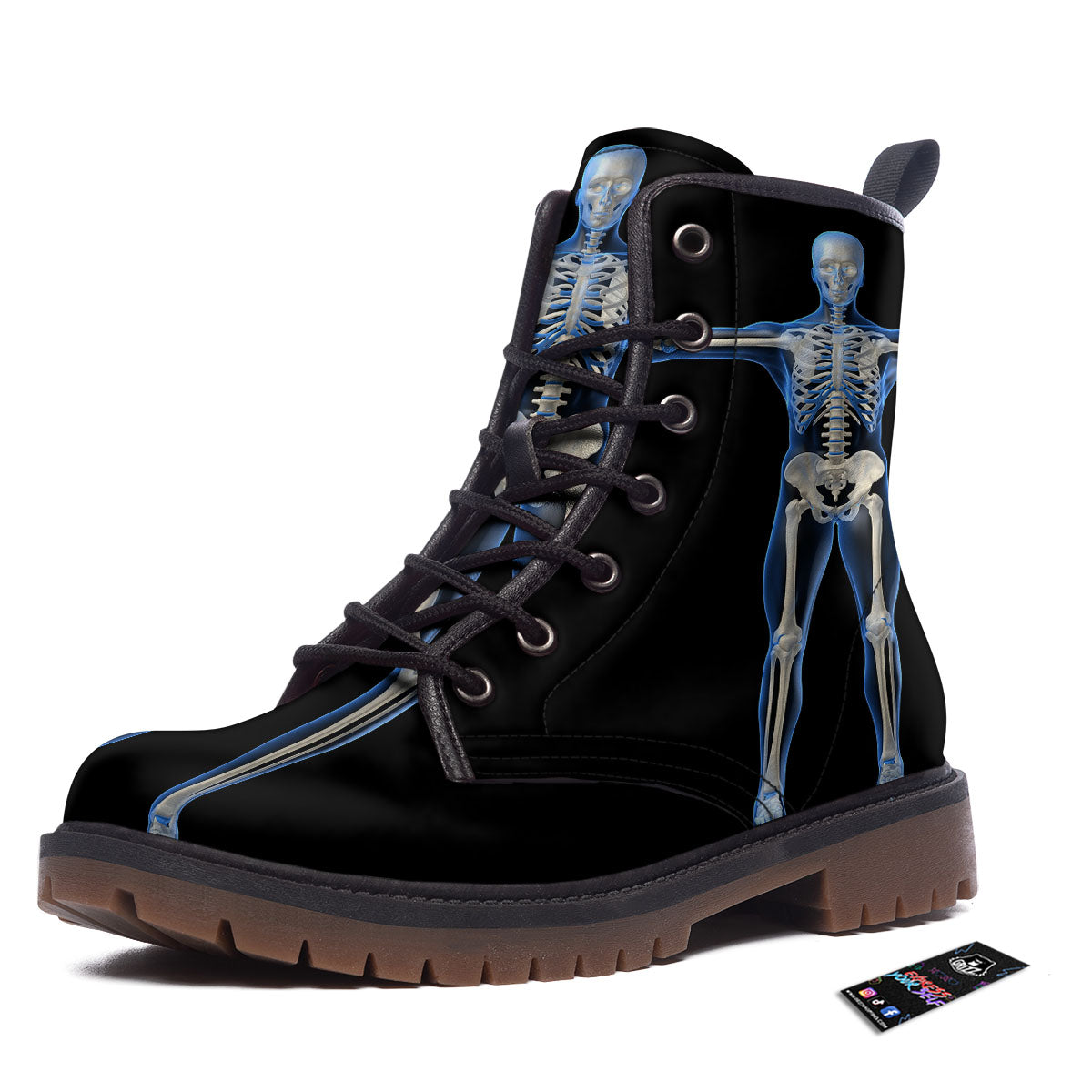 X-Ray Human Skeleton Print Work Boots-grizzshop