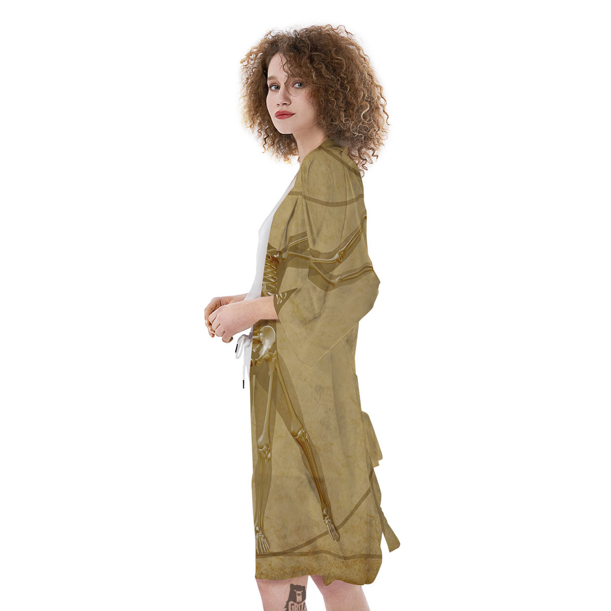 X-Ray Vitruvian Man Print Kimono-grizzshop