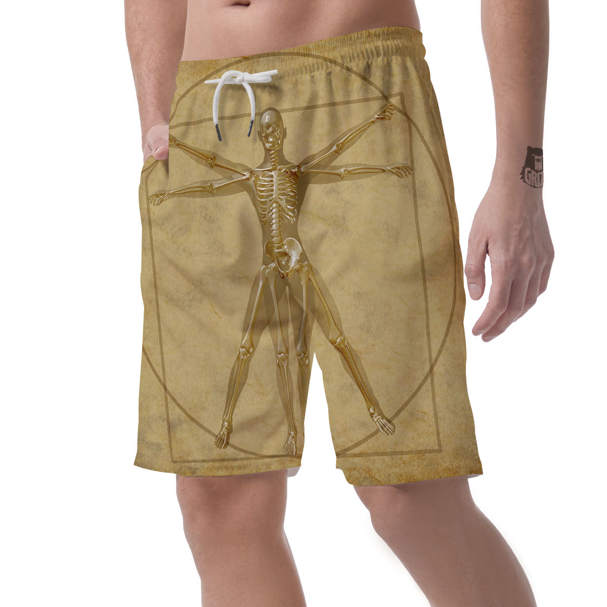 X-Ray Vitruvian Man Print Men's Shorts-grizzshop
