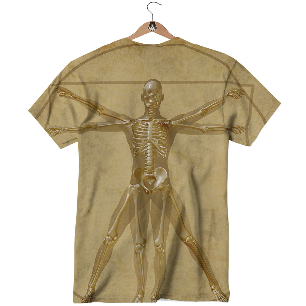 X-Ray Vitruvian Man Print T-Shirt-grizzshop