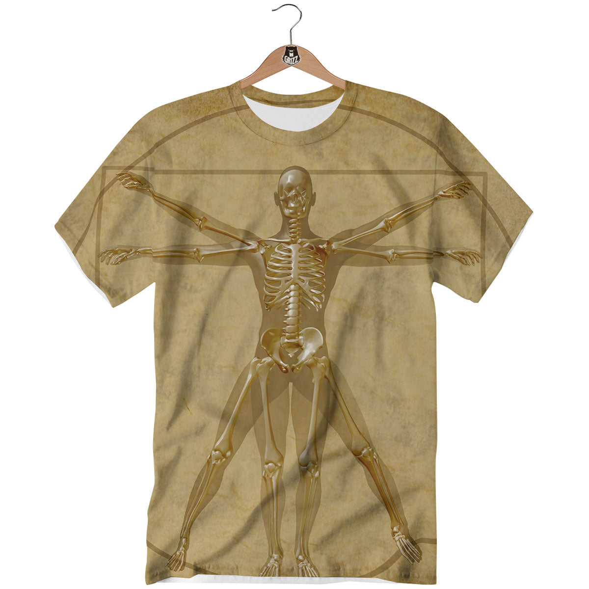 X-Ray Vitruvian Man Print T-Shirt-grizzshop