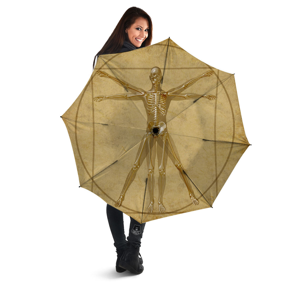 X-Ray Vitruvian Man Print Umbrella-grizzshop
