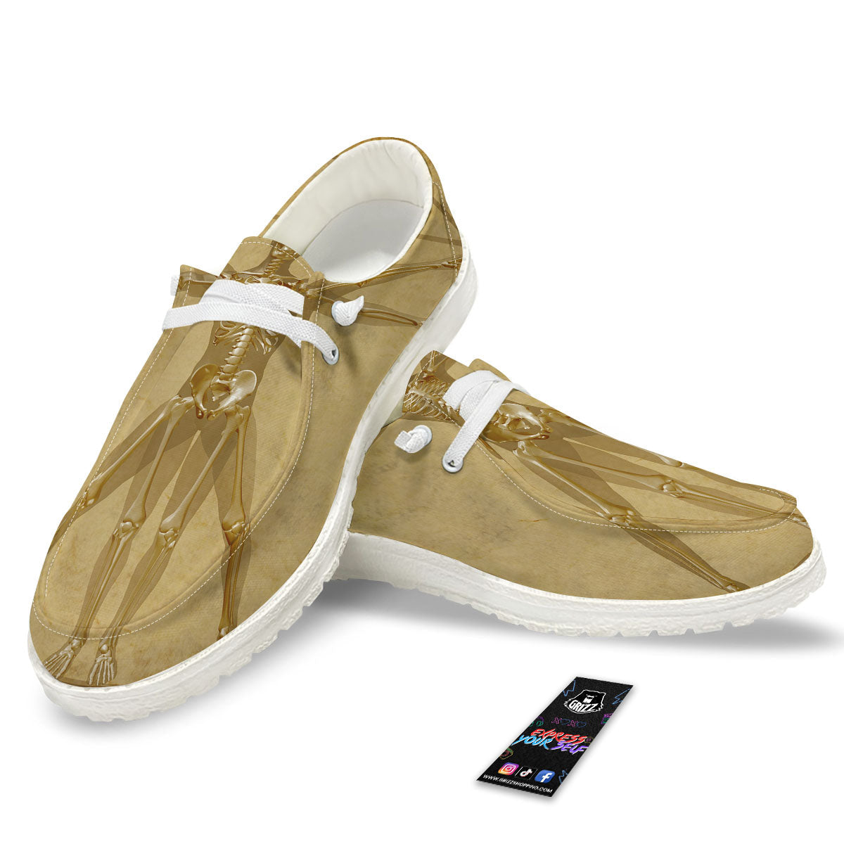 X-Ray Vitruvian Man Print White Loafers-grizzshop