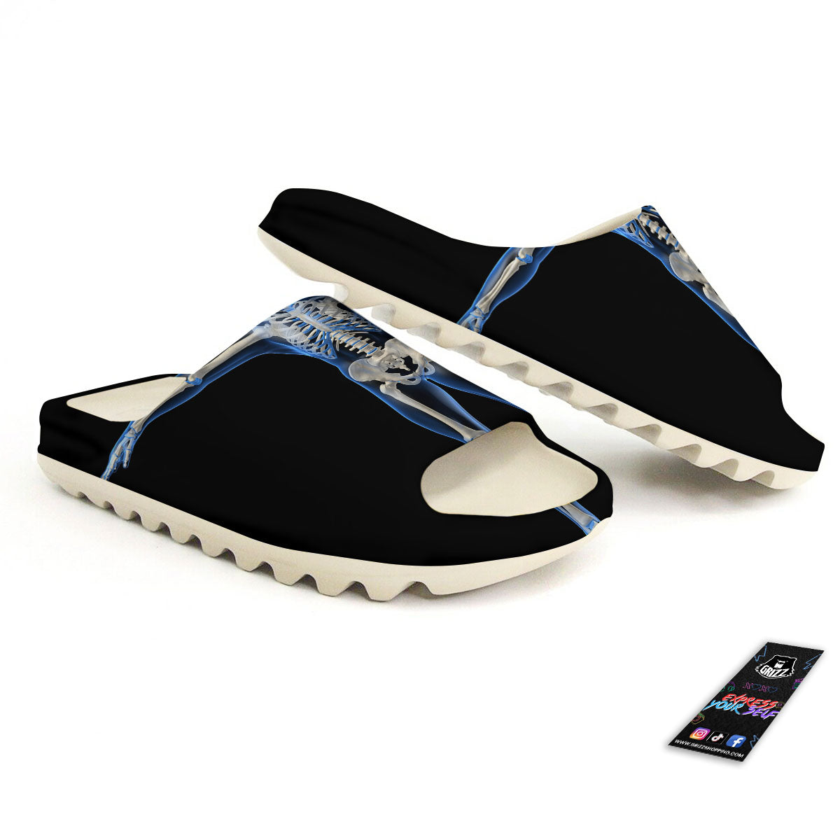 X-Ray Human Skeleton Print Sandals-grizzshop
