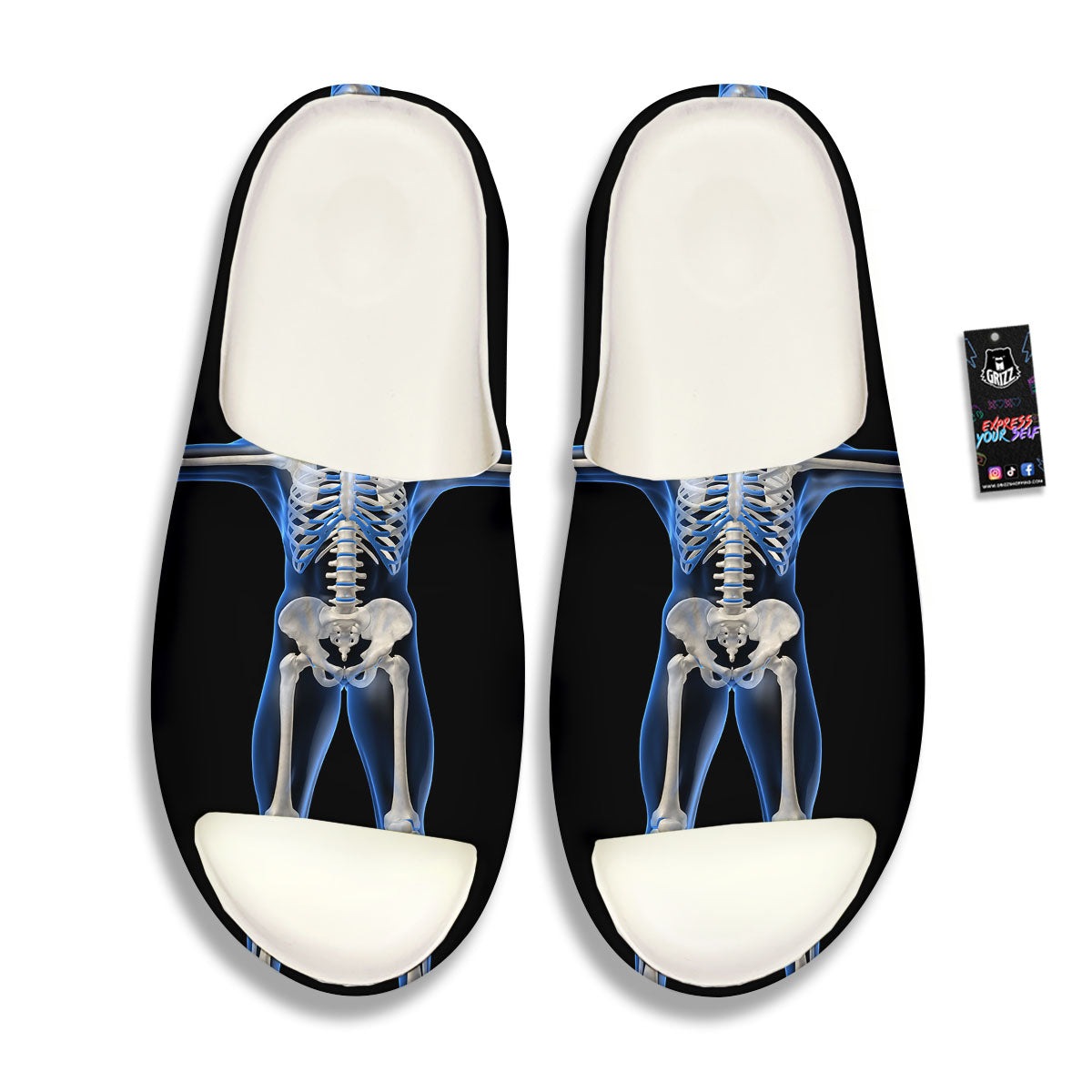 X-Ray Human Skeleton Print Sandals-grizzshop