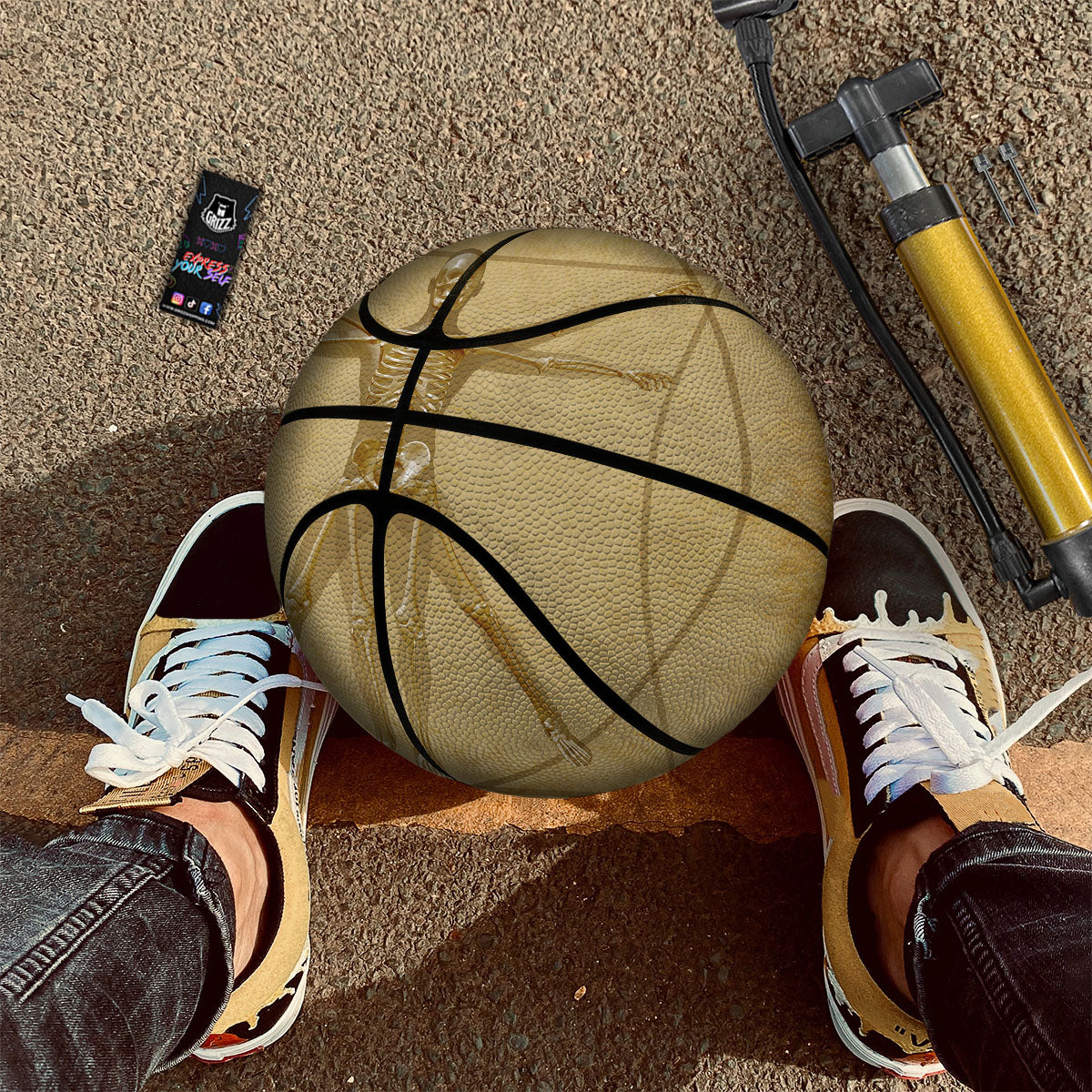 X-Ray Vitruvian Man Print Basketball