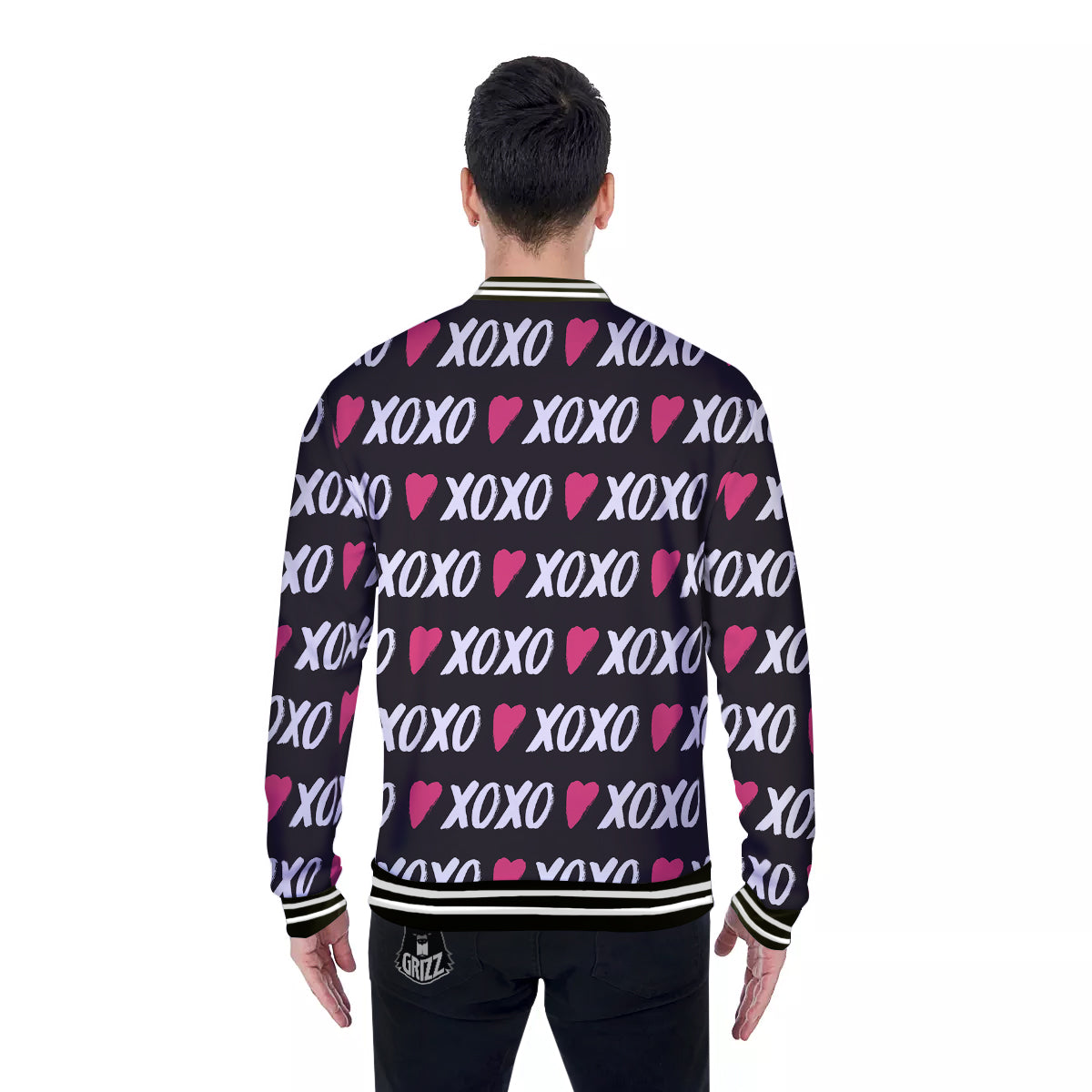 XOXO Valentine's Day Print Pattern Baseball Jacket-grizzshop