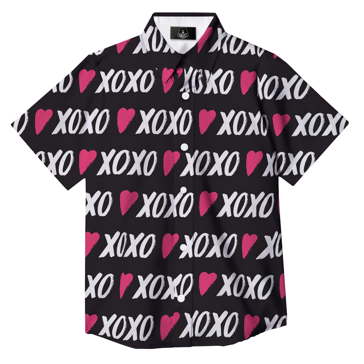 XOXO Valentine's Day Print Pattern Button Up Shirt-grizzshop