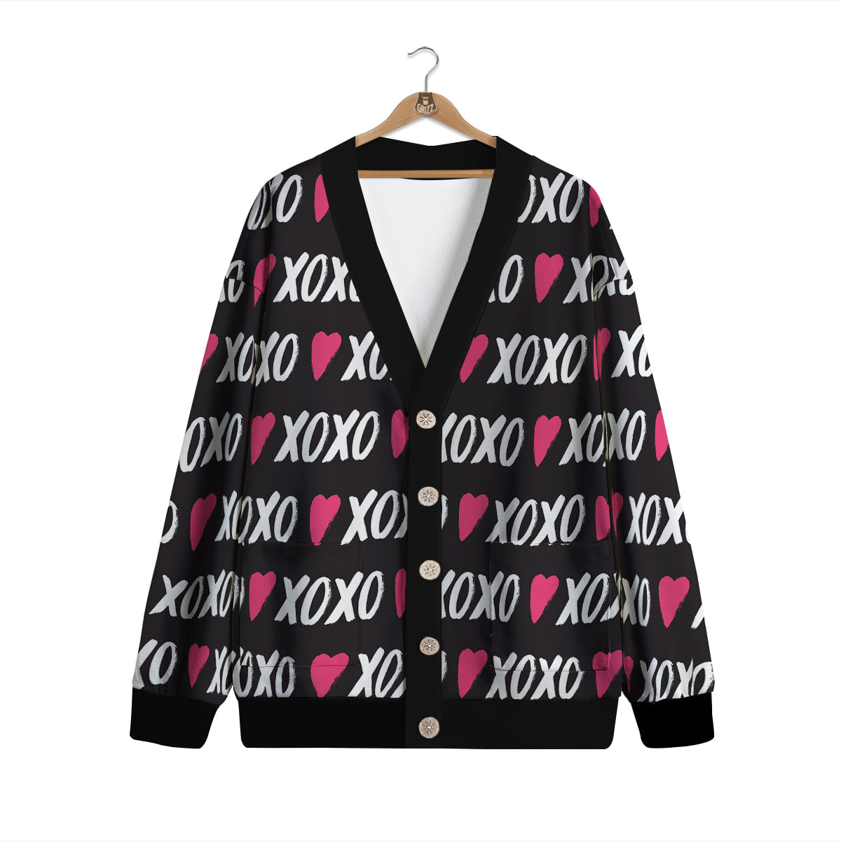 XOXO Valentine's Day Print Pattern Cardigan-grizzshop