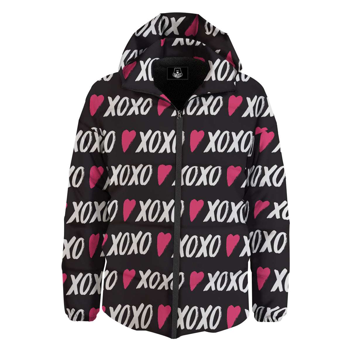 XOXO Valentine's Day Print Pattern Down Jacket-grizzshop