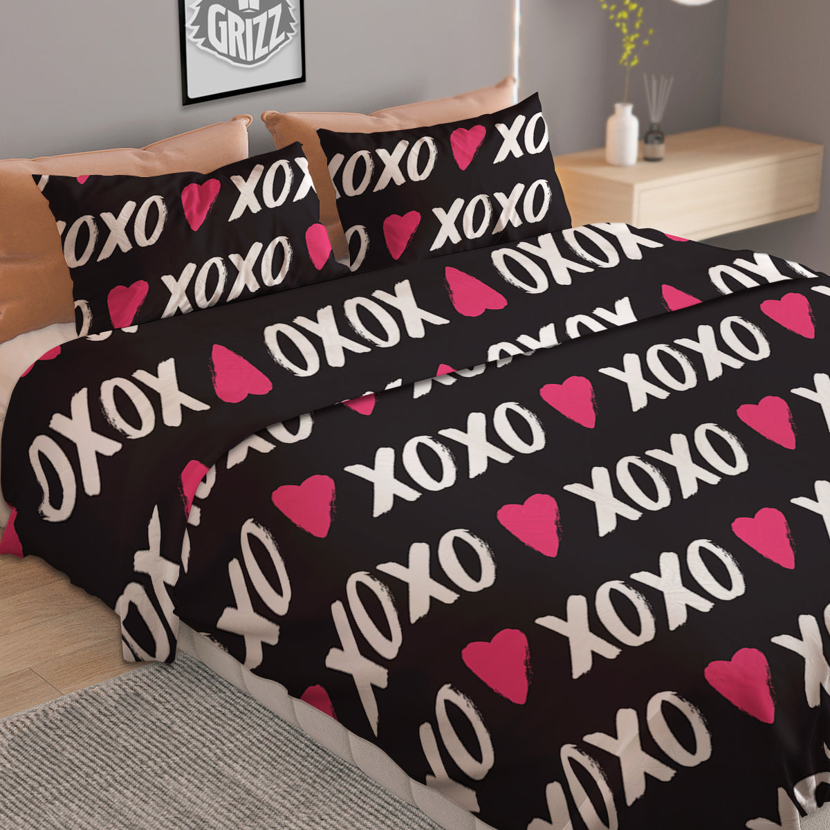 XOXO Valentine's Day Print Pattern Duvet Cover Bedding Set