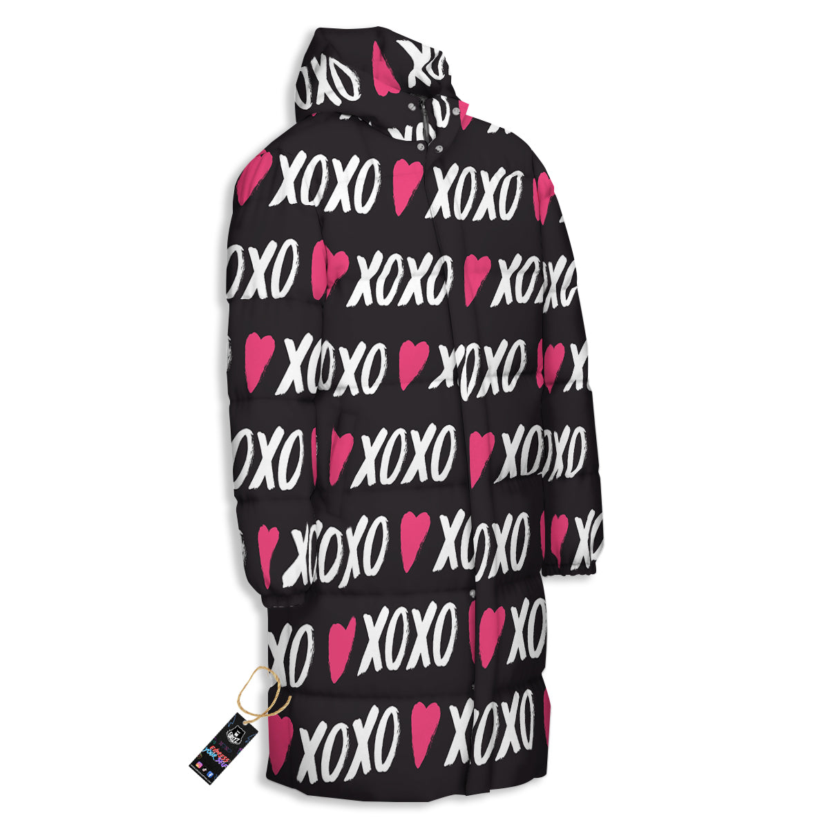XOXO Valentine's Day Print Pattern Long Down Jacket-grizzshop