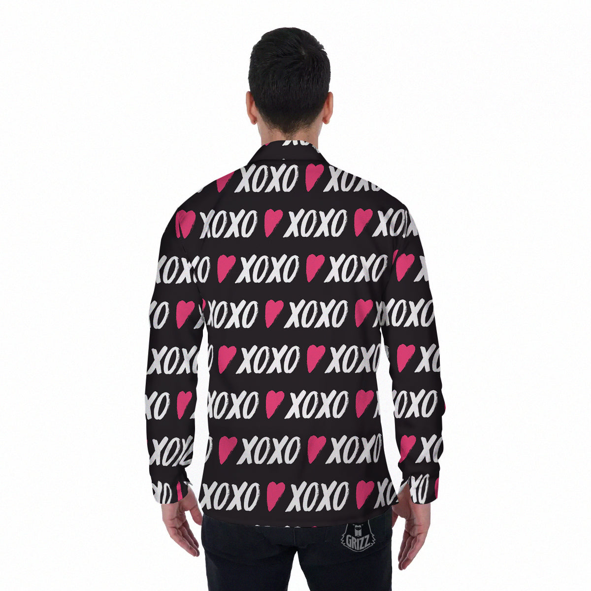 XOXO Valentine's Day Print Pattern Men's Long Sleeve Shirts-grizzshop