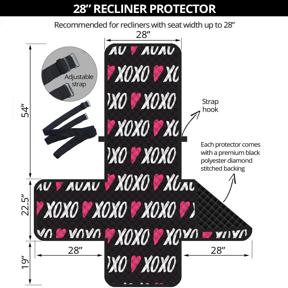 XOXO Valentine's Day Print Pattern Recliner Protector-grizzshop